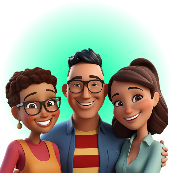 Diverse animated characters